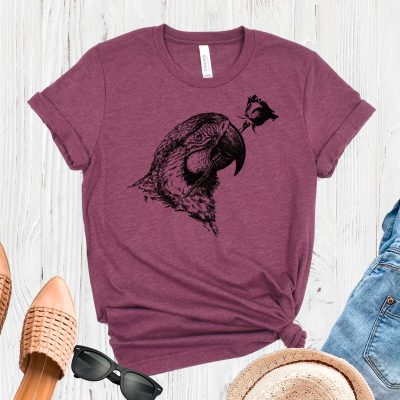 Parrot Rose Love Bird Graphic Tee - Cute Valentine's Day Shirt