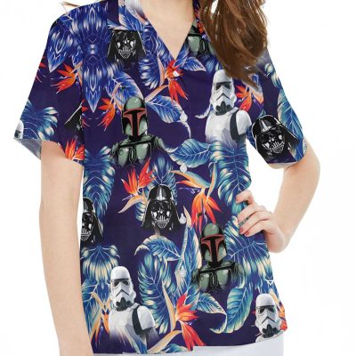 Star Wars Floral Hawaiian Shirt - Darth Vader Stormtrooper Design