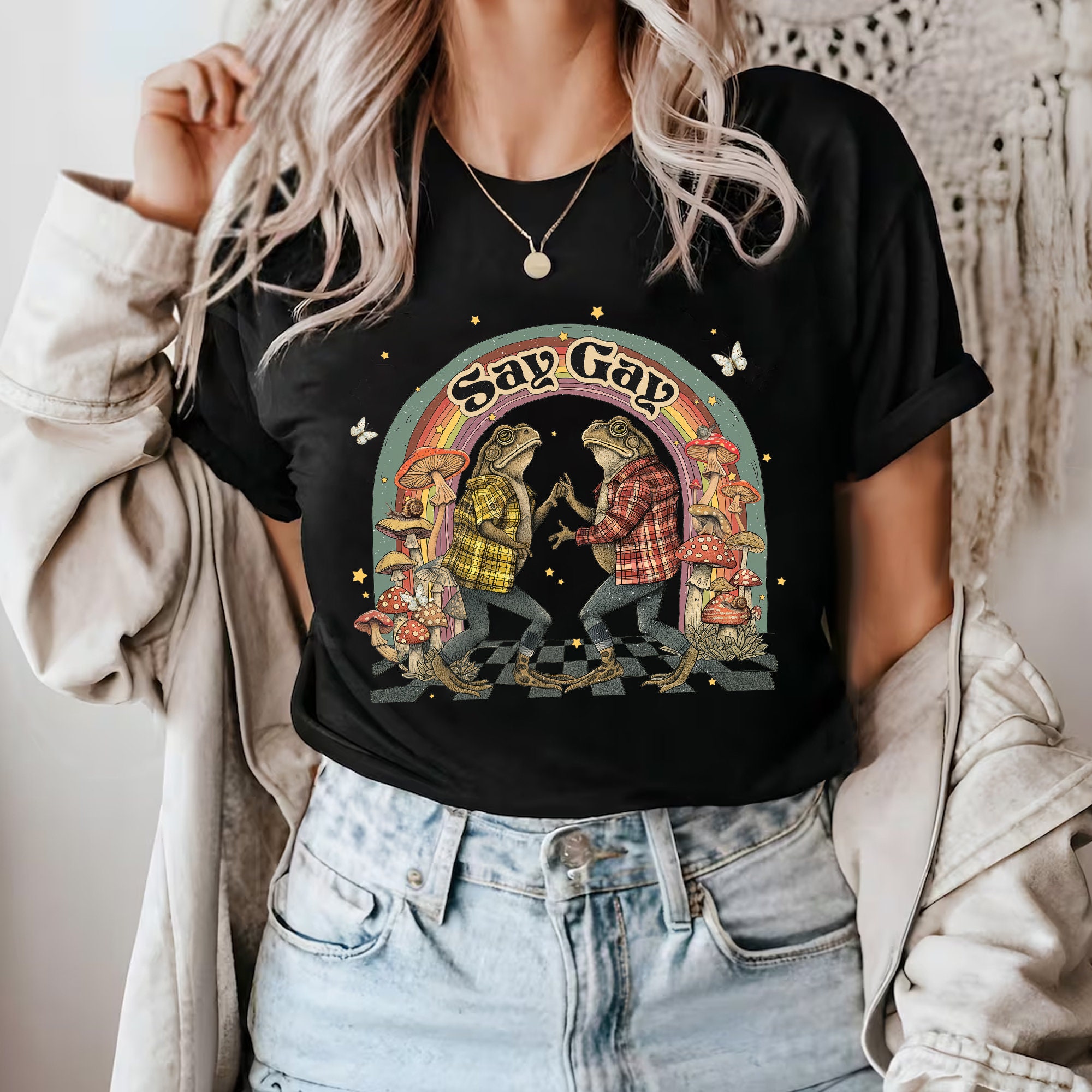 Cottagecore Frog LGBT Pride Shirt - Say Gay T-Shirt