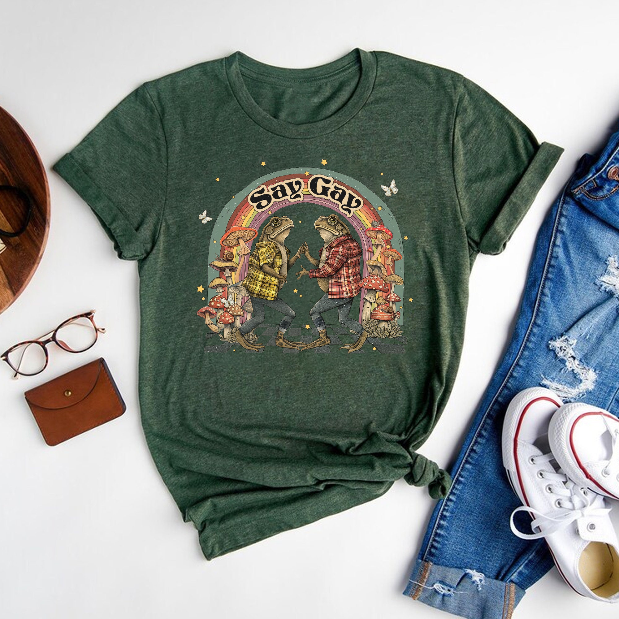 Cottagecore Frog LGBT Pride Shirt - Say Gay T-Shirt - Image 4