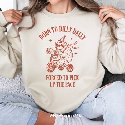 Funny Sloth T-Shirt: Dilly Dally Quote Positive Design