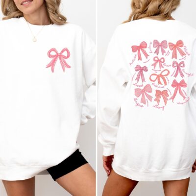 Pink Coquette Bow Sweatshirt | Valentine's Balletcore Christian Gift