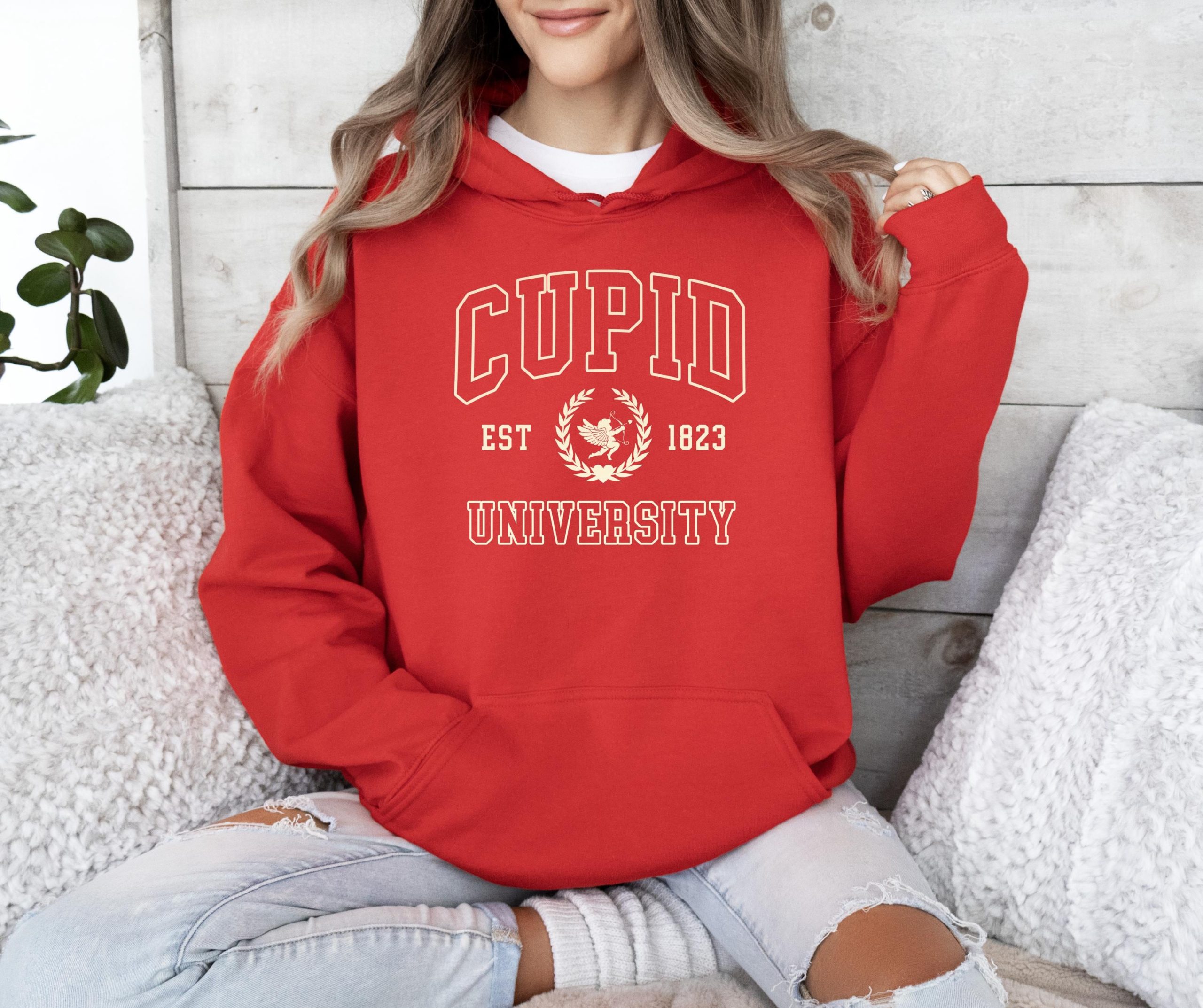 Cupid University Valentine's Day Sweatshirt - Funny College Crewneck - Image 2