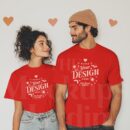 Valentine's Day Couple T-Shirts - Red Matching Tees for Couples