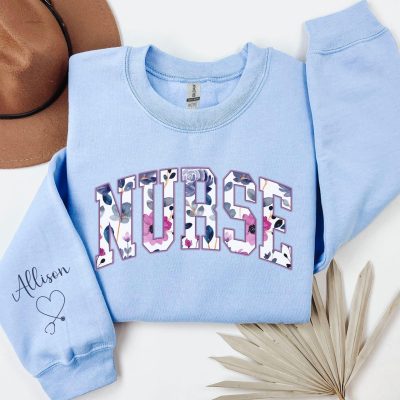 Floral Nurse Sweatshirt - Custom RN Crewneck Sweater Gift