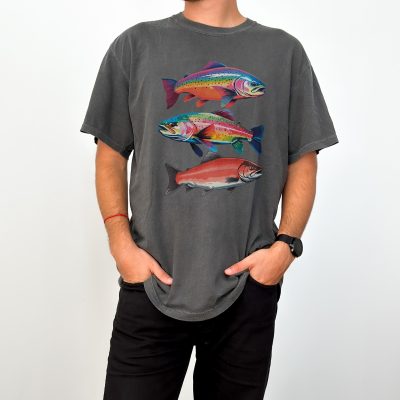 Retro Lake Fish Graphic Tee - Comfort Colors Fishing T-Shirt