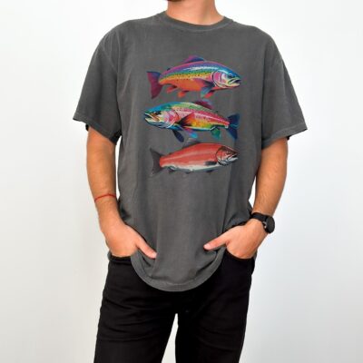 Retro Lake Fish Graphic Tee - Comfort Colors Fishing T-Shirt