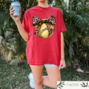 Softball Coquette Bow T-Shirt - Leopard Game Day Tee