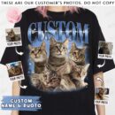 Custom Retro Cat Bootleg T-Shirt - Personalized Pet Photo Design