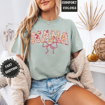 Floral Varsity Mama Shirt - Comfort Colors Mother's Day Gift