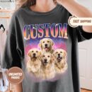 Custom Pet Portrait T-Shirt - Personalized Dog/Cat Photo & Name