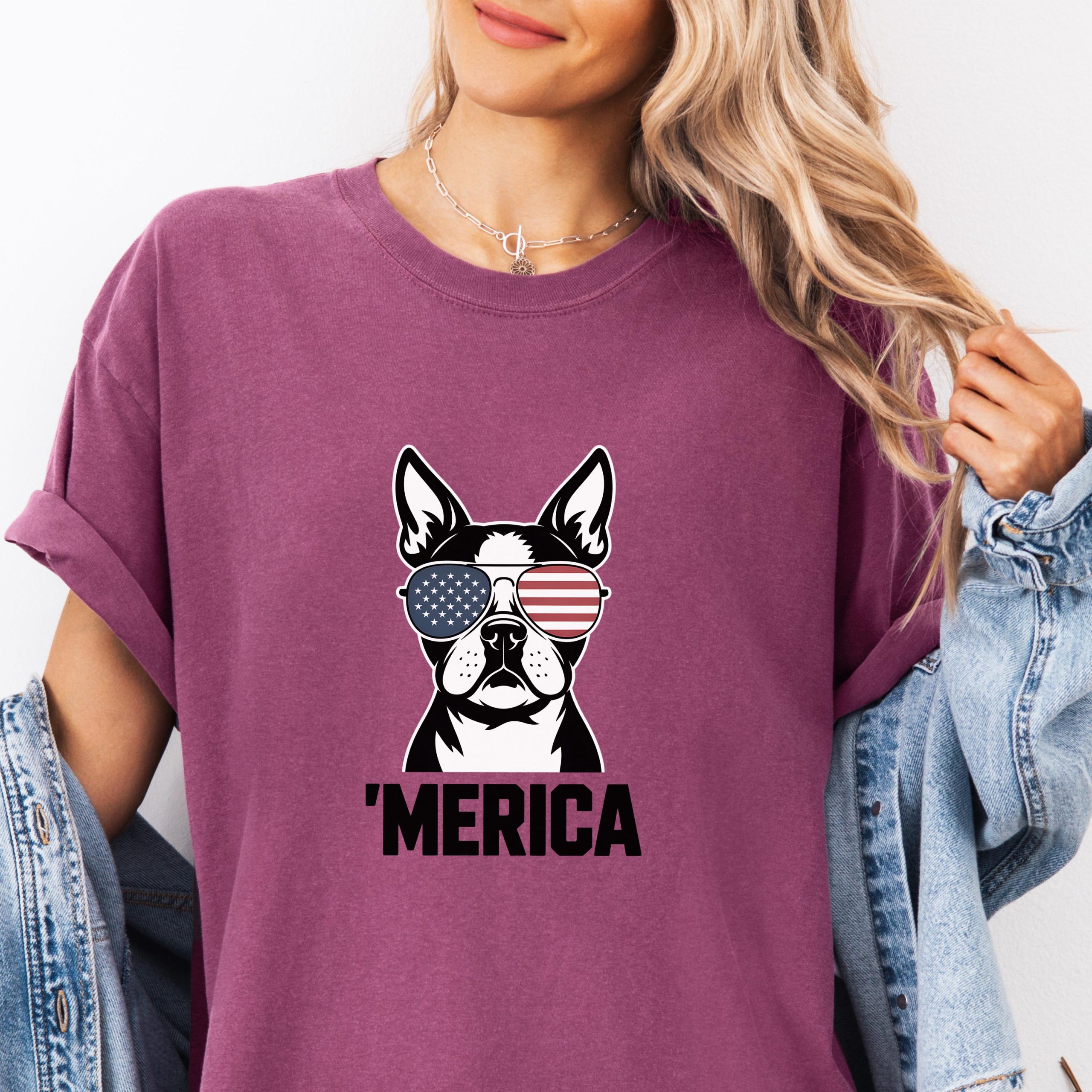 Boston Terrier Patriotic T-Shirt - USA Dog Lover Tee - Image 2
