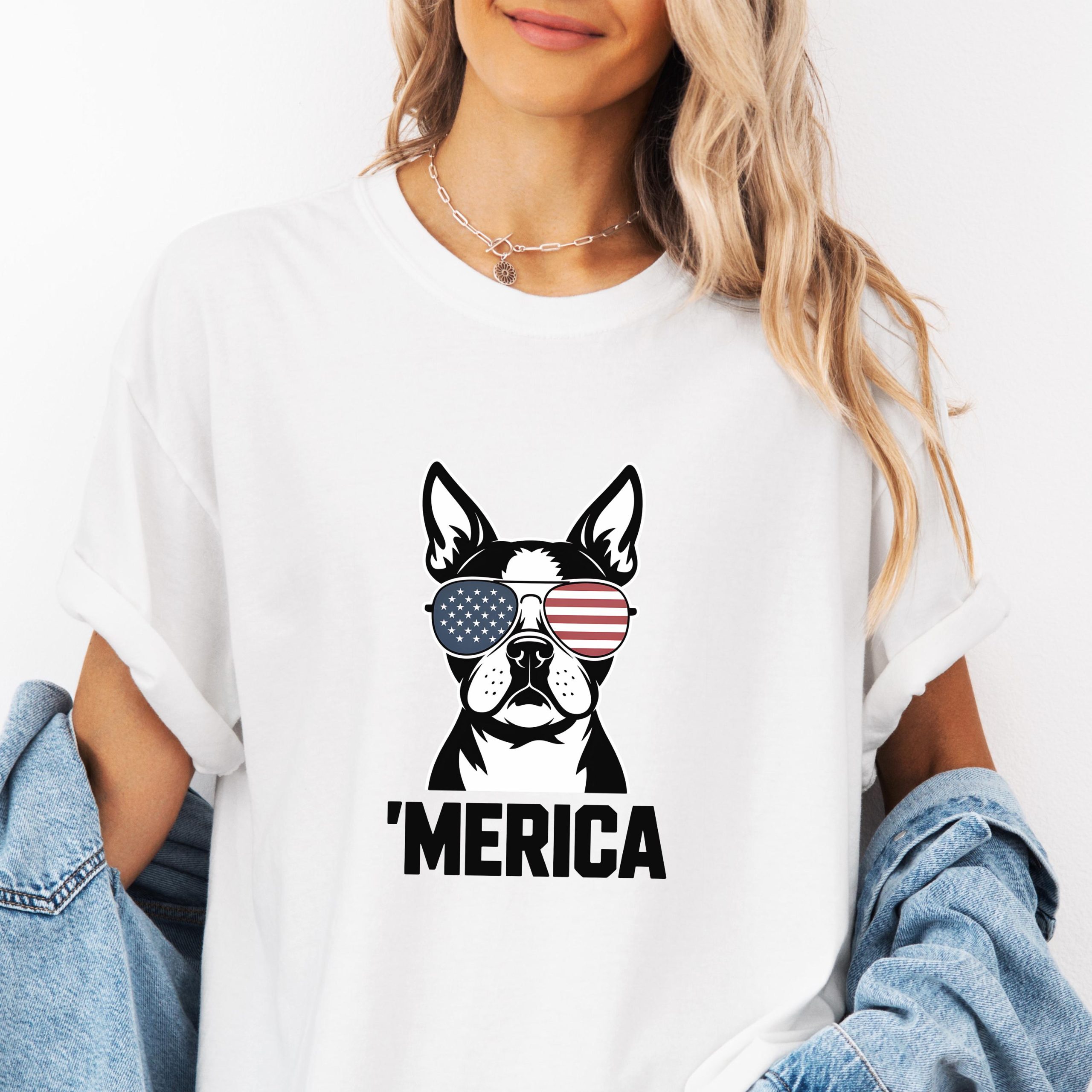 Boston Terrier Patriotic T-Shirt - USA Dog Lover Tee