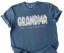 Custom Floral Grandma Shirt with Grandkids Names - Personalized Tee