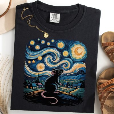 Van Gogh Rat T-Shirt: Starry Night Pet Tee for Rat Lovers