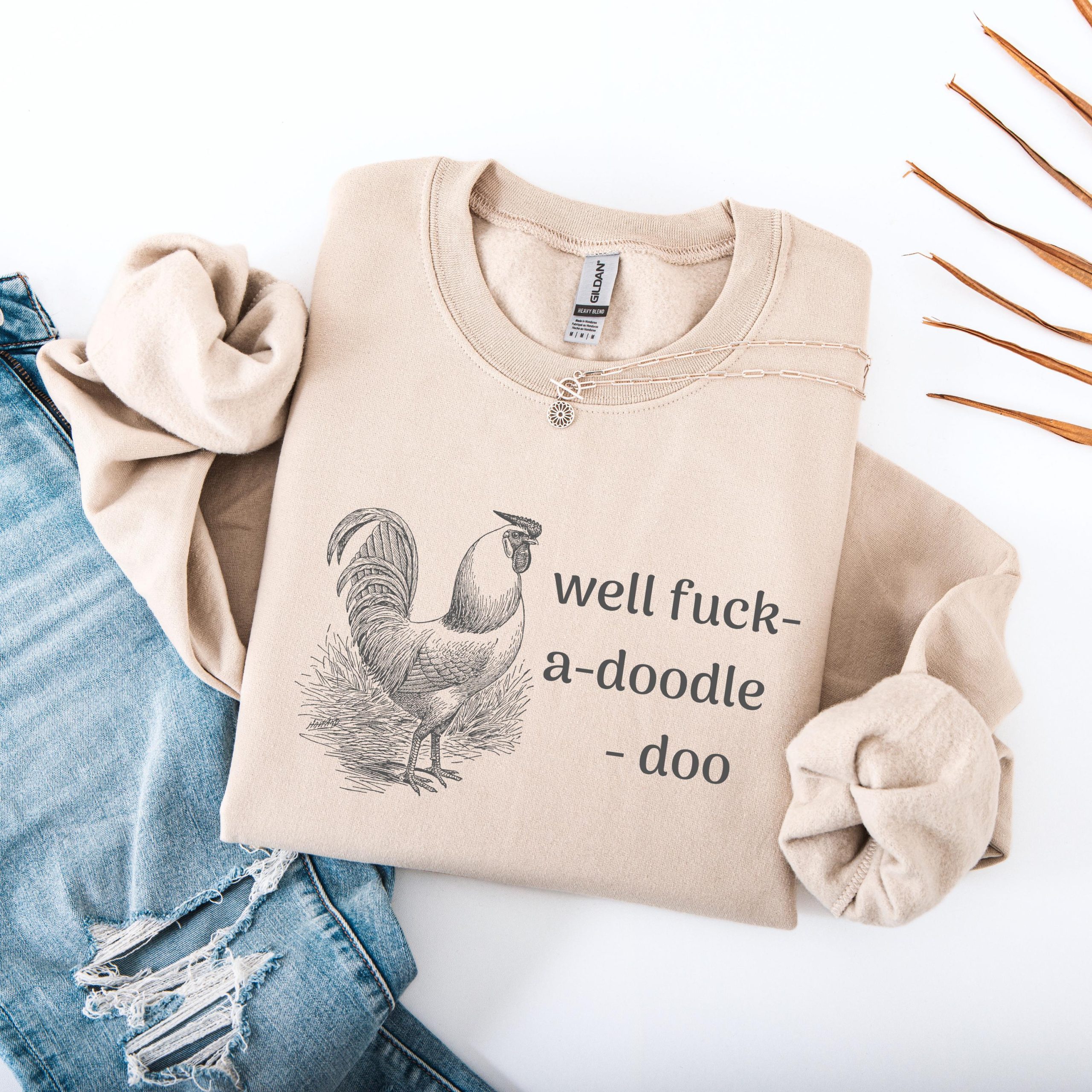 Funny Rooster Sweatshirt: Farm Animal Quote Crewneck - Image 4