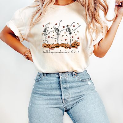 Dancing Skeletons Halloween T-Shirt - Spooky Fall Tee