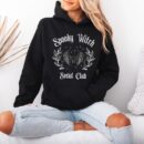 Spooky Witch Social Club Hoodie - Halloween Coquette Bow Sweatshirt