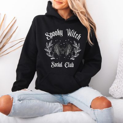 Spooky Witch Social Club Hoodie - Halloween Coquette Bow Sweatshirt