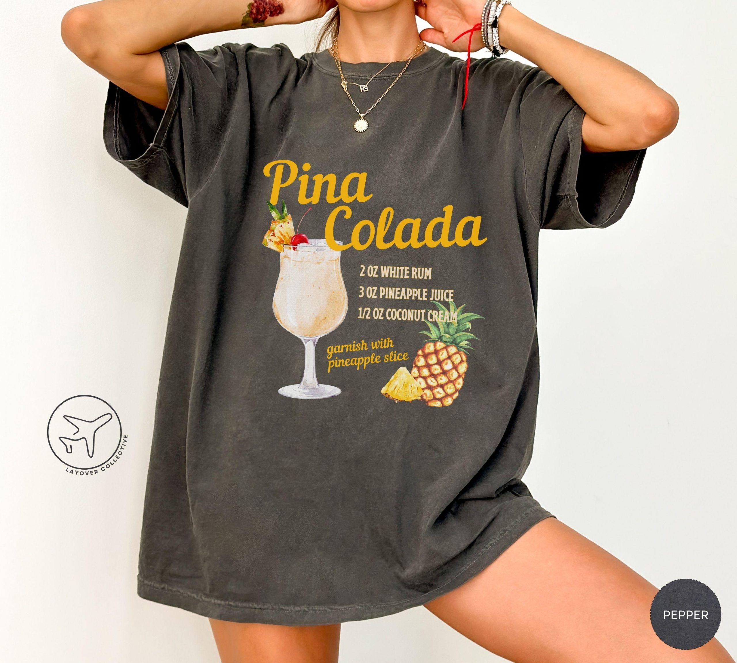 Pina Colada Recipe T-Shirt - Cocktail Lover Gift
