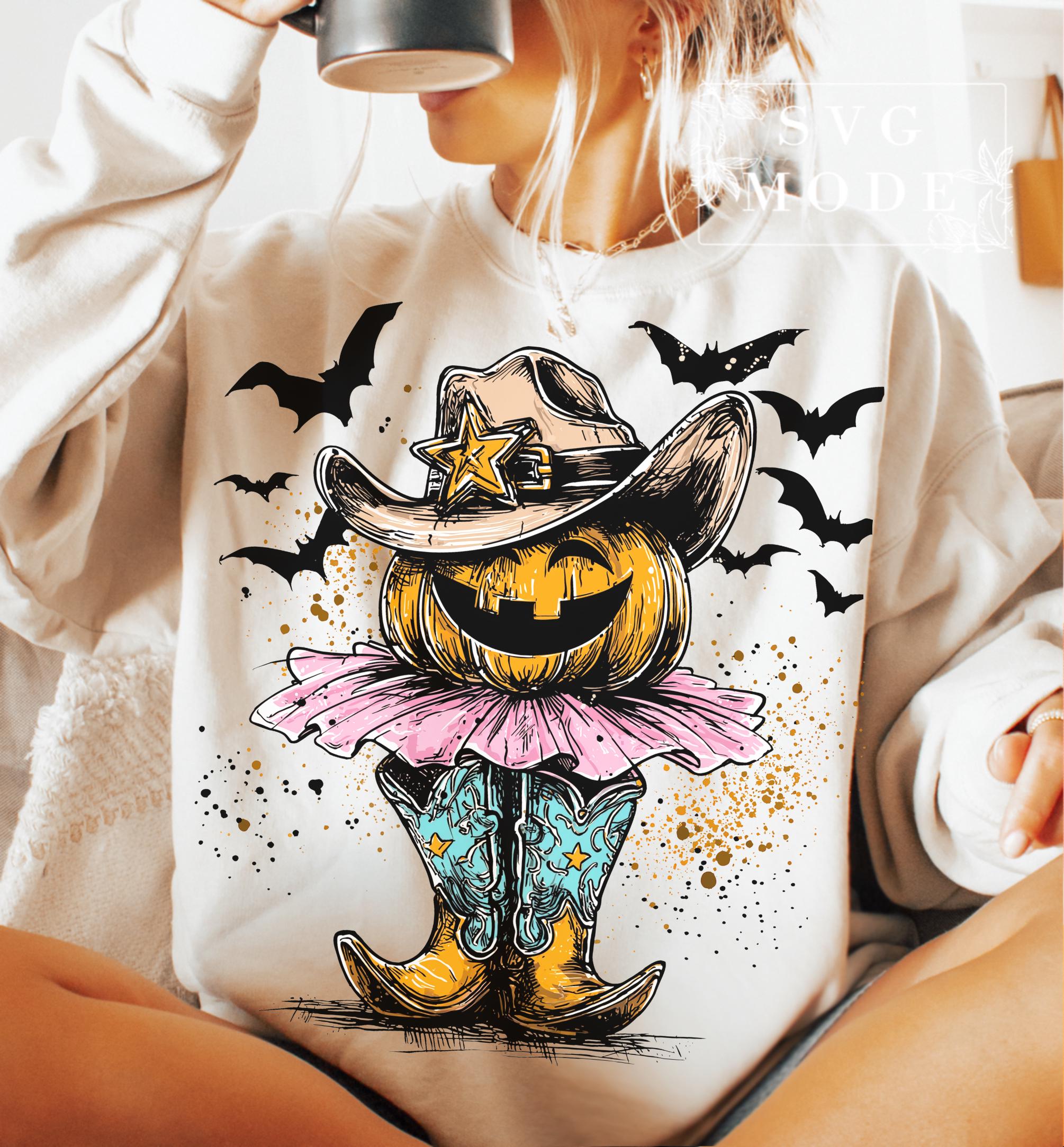 Western Pumpkin Boots Halloween T-Shirt - Fall Design - Image 3