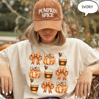 Fall Pumpkin Bow T-Shirt | Thanksgiving Coffee Coquette Tee