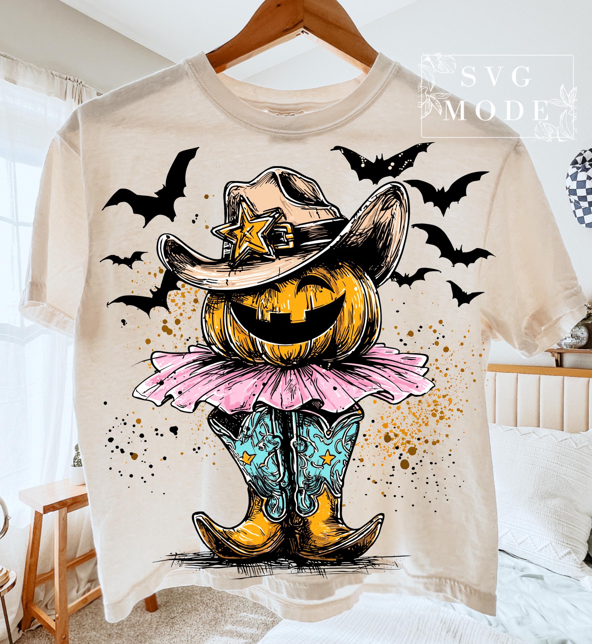 Western Pumpkin Boots Halloween T-Shirt - Fall Design - Image 2