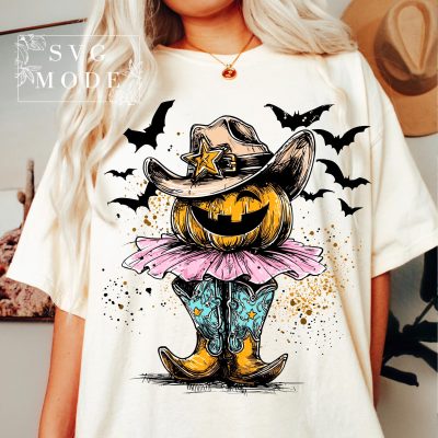 Western Pumpkin Boots Halloween T-Shirt - Fall Design