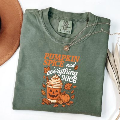 Retro Halloween Pumpkin Spice Graphic Tee - Comfort Colors Shirt