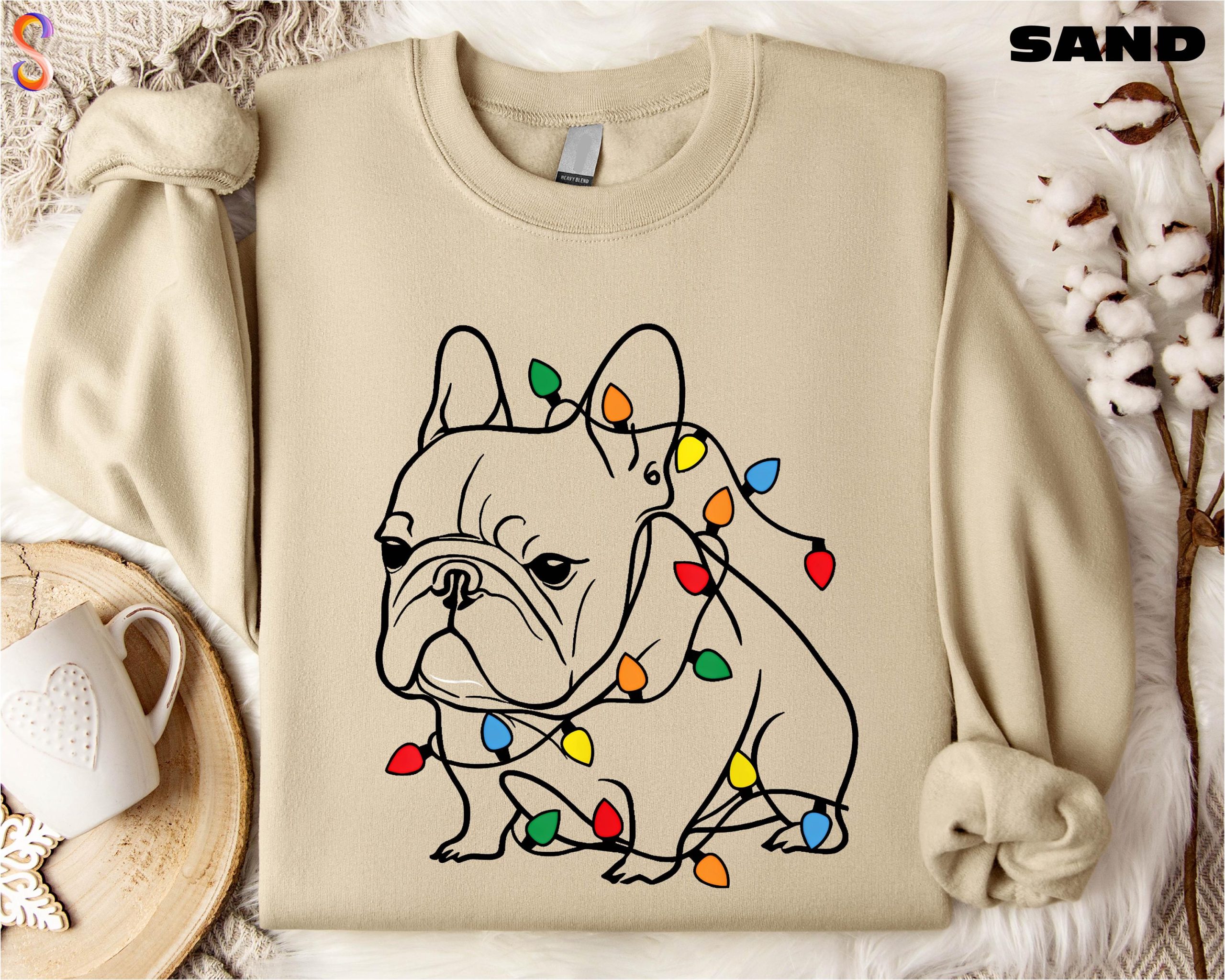 French Bulldog Christmas Lights Sweatshirt - Festive Dog Lover Gift