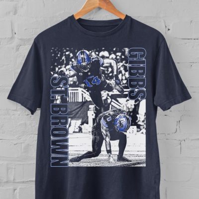 Detroit Lions Game Day Tee - St. Brown & Gibbs Football Shirt