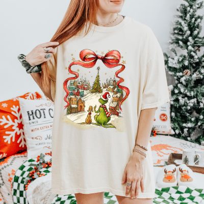 Vintage Grinch Christmas T-Shirt - Coquette Holiday Movie Tee