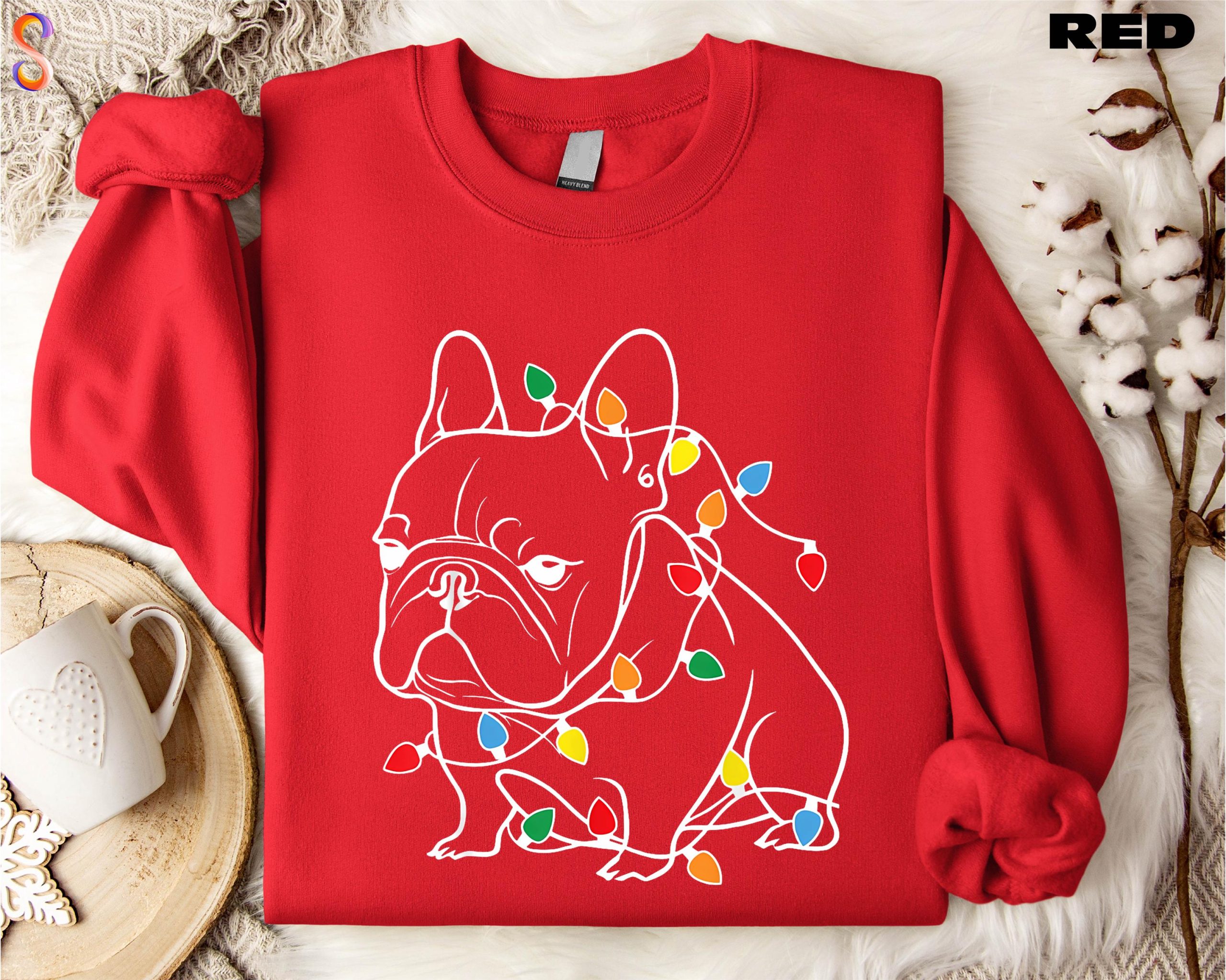 French Bulldog Christmas Lights Sweatshirt - Festive Dog Lover Gift - Image 2