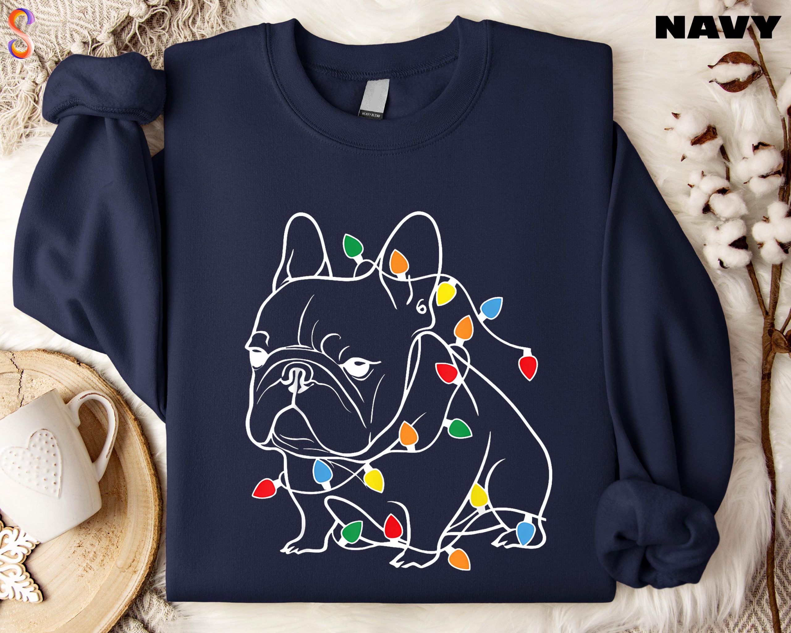 French Bulldog Christmas Lights Sweatshirt - Festive Dog Lover Gift - Image 3