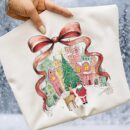 Vintage Christmas Sweatshirt with Coquette Bow & Santa Design