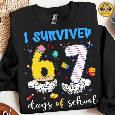 I Survived 67 Days of School T-Shirt - 90s Retro Teacher Tee