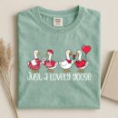 Funny Goose Valentine's Day T-Shirt - Lovey Dovey Design
