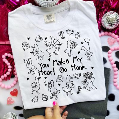 You Make My Heart Go Honk Valentine Goose T-Shirt Design
