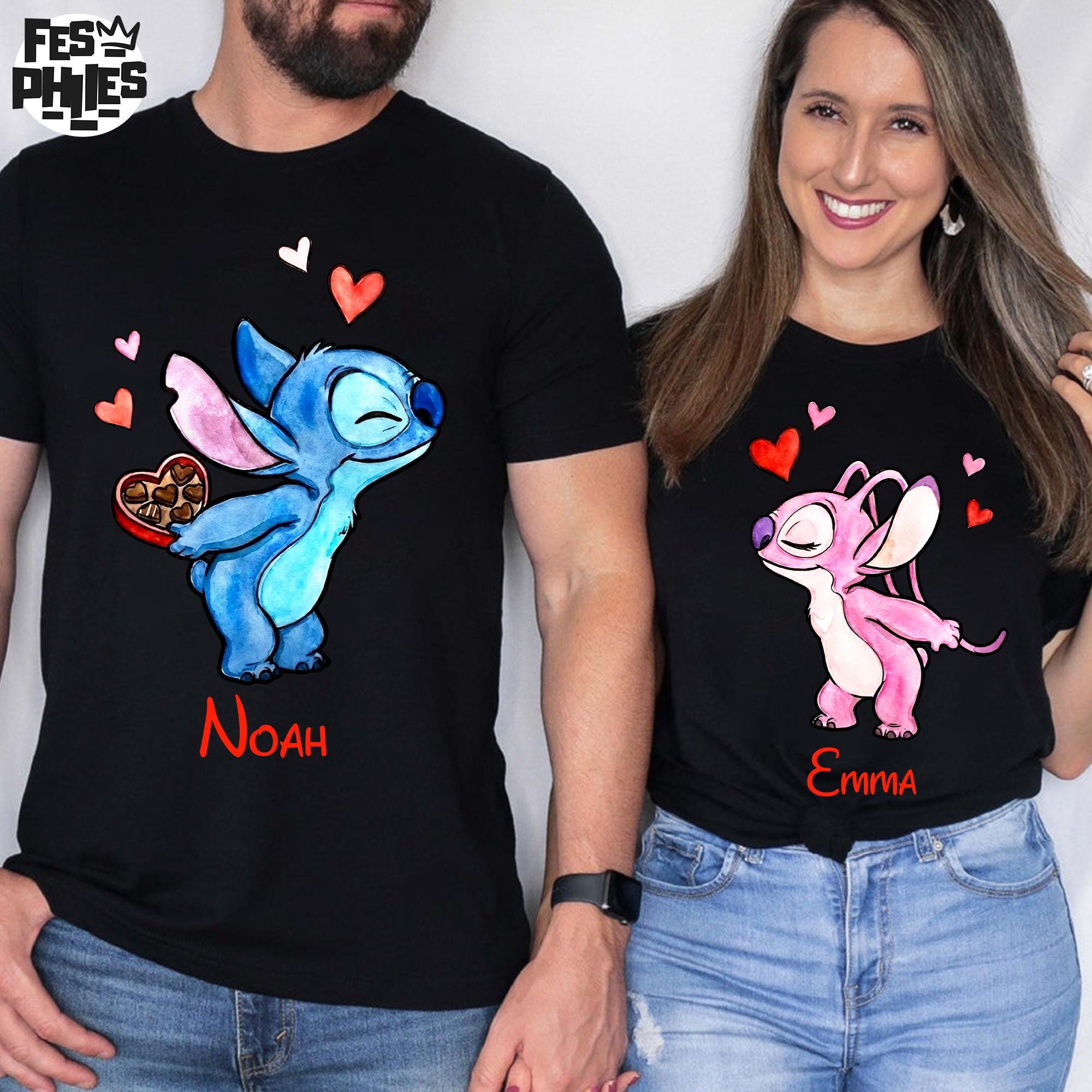 Retro Alien Couple Valentine T-Shirt - Cute Matching Design - Image 4