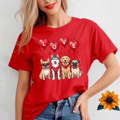 Valentine Dog Lover T-Shirt - Heart Balloon XOXO Design