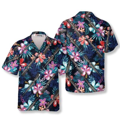 Hibiscus Tropical Savage Gun Hawaiian Shirt for Men