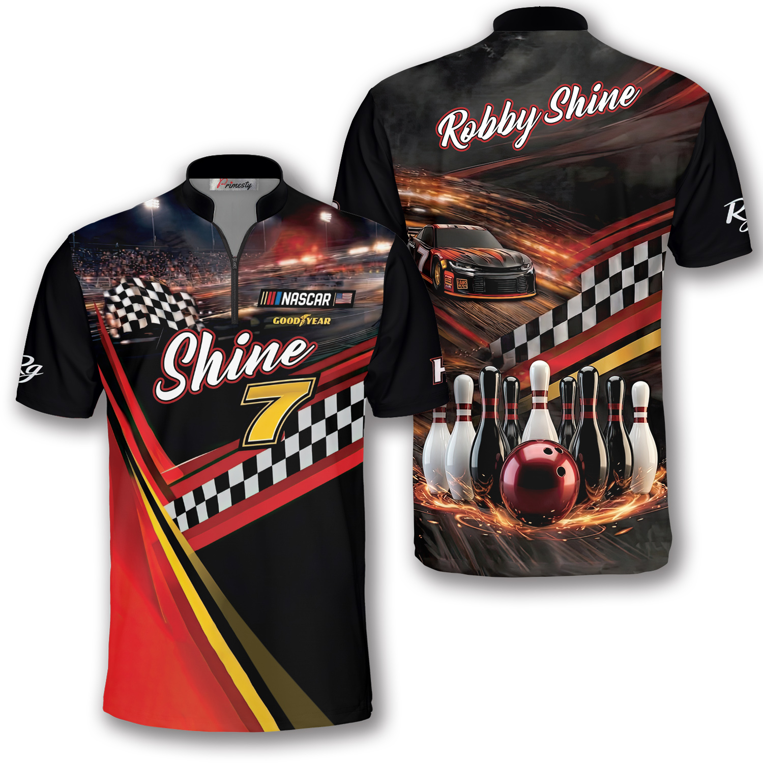 Custom Bowling Jersey Racking Shine 7 Dwayne Design