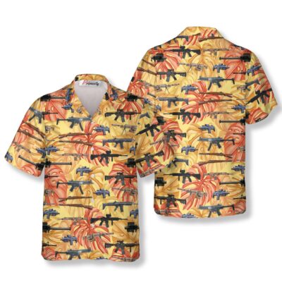 Vintage Tropical Gun Hawaiian Shirt for Men